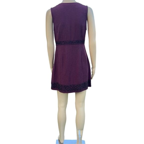 Abercrombie & Fitch Dress Women's Small Maroon Beaded Aztec Sleeveless Tie Neck - Picture 6 of 16